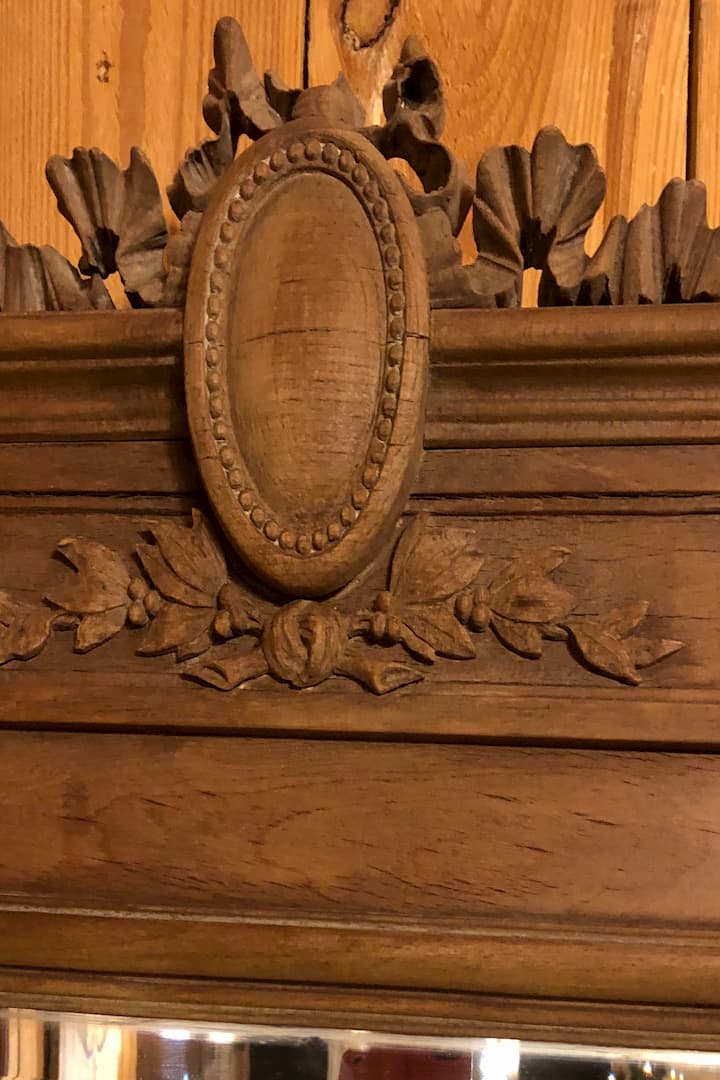 Miroir style Louis xvi en bois brut
