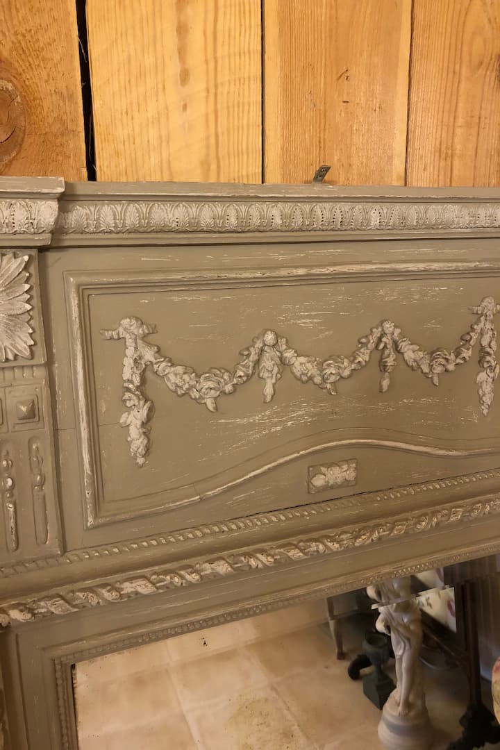 Miroir style Louis xvi patine vert de gris