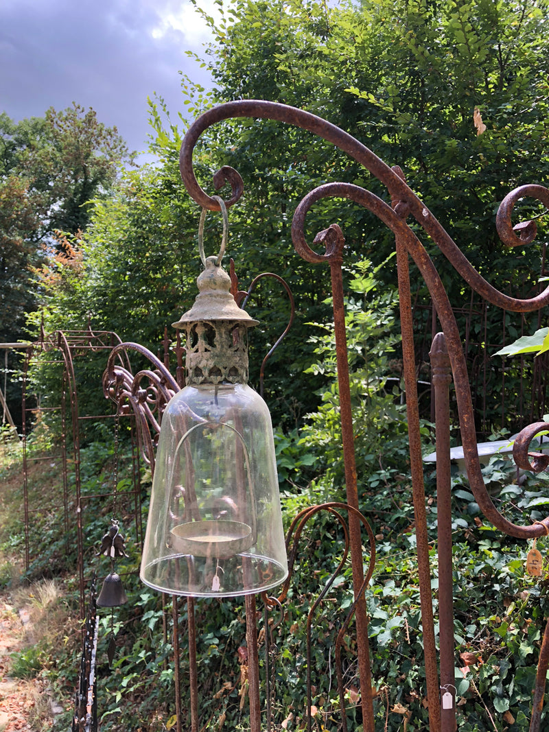 Panier métal avec 4 bougeoirs en verre