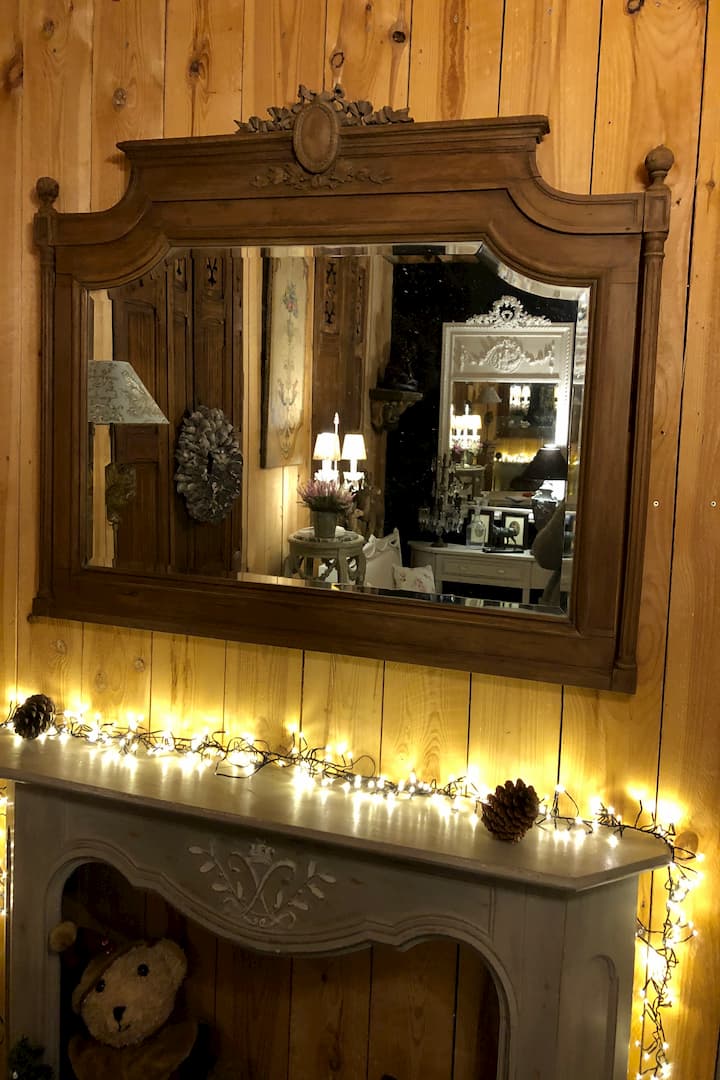 Miroir style Louis xvi en bois brut